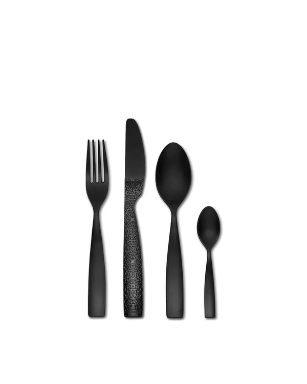 Alessi — Dressed en plein air MW74S4 B | Set posate in melammina nera — Alessi