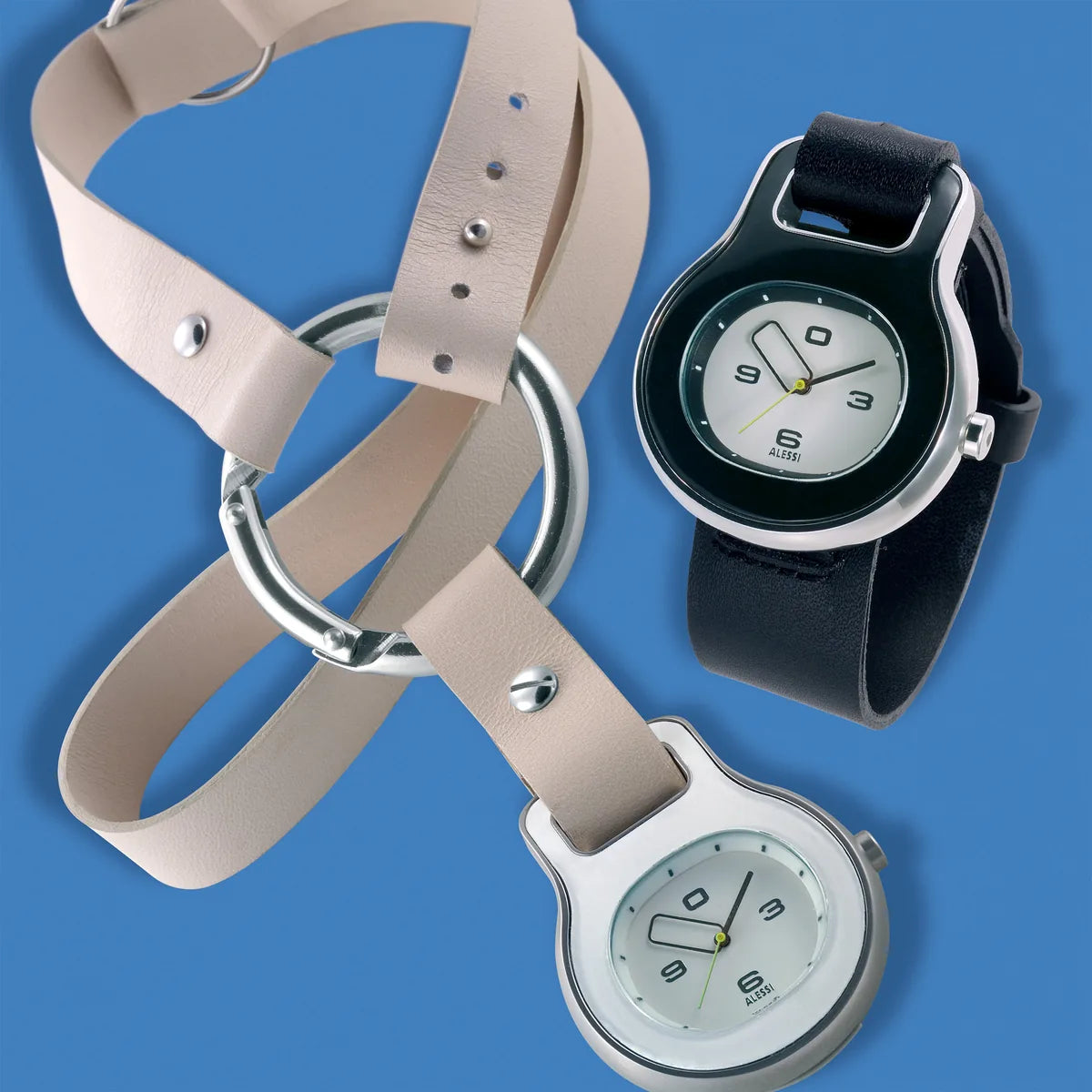 Alessi — Buckle AL9000C WI | Collare in pelle beige per orologio — vista principale