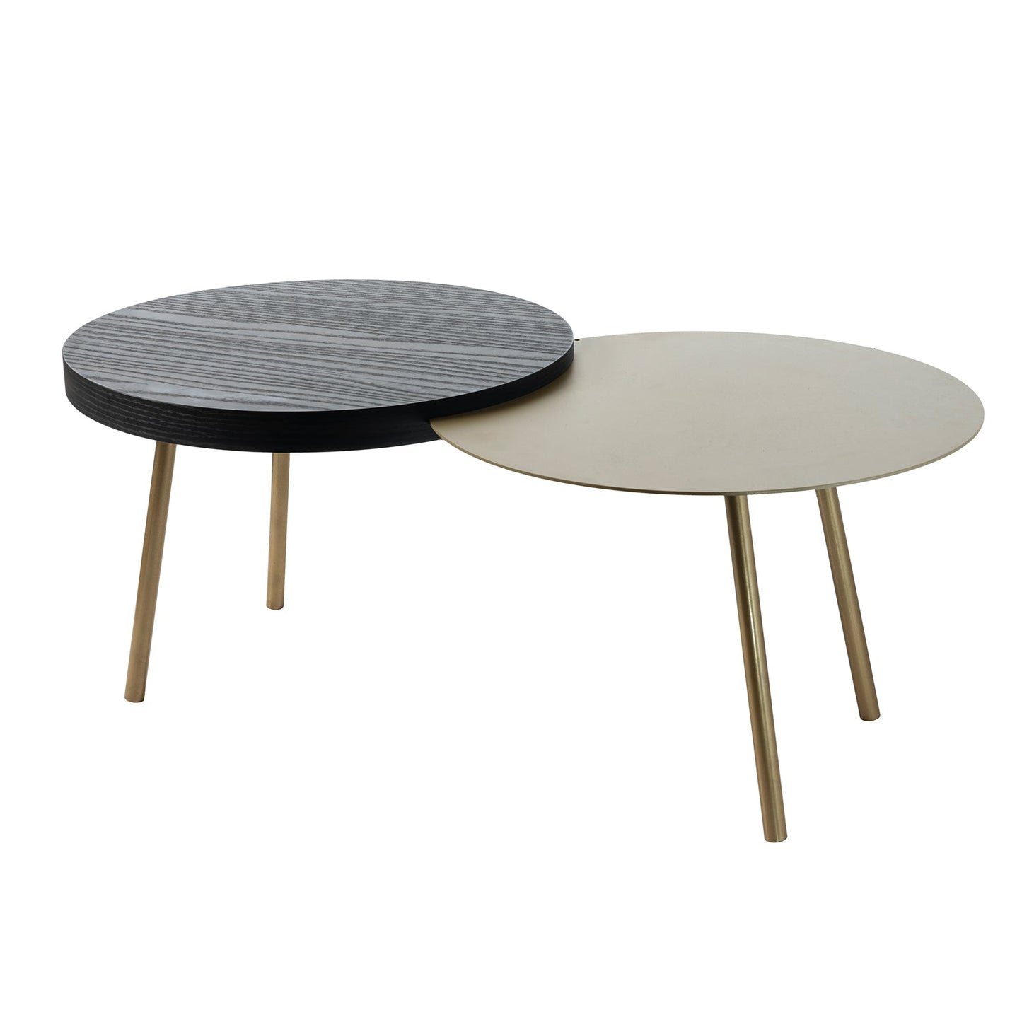 Arti & Mestieri Packtop Piccolo tavolino sabbia base oro laccato finitura wengè ferro e MDF