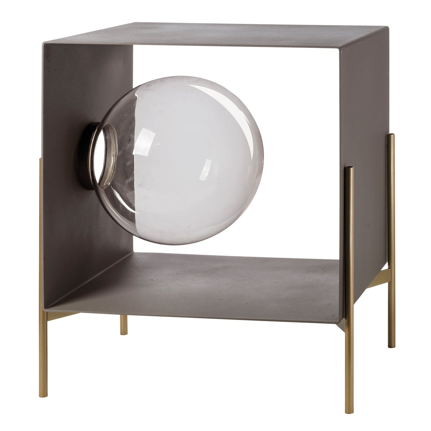 Arti & Mestieri Globe Piccolo mobile soggiorno colore fango base oro laccato in ferro lavorato artigianalmente