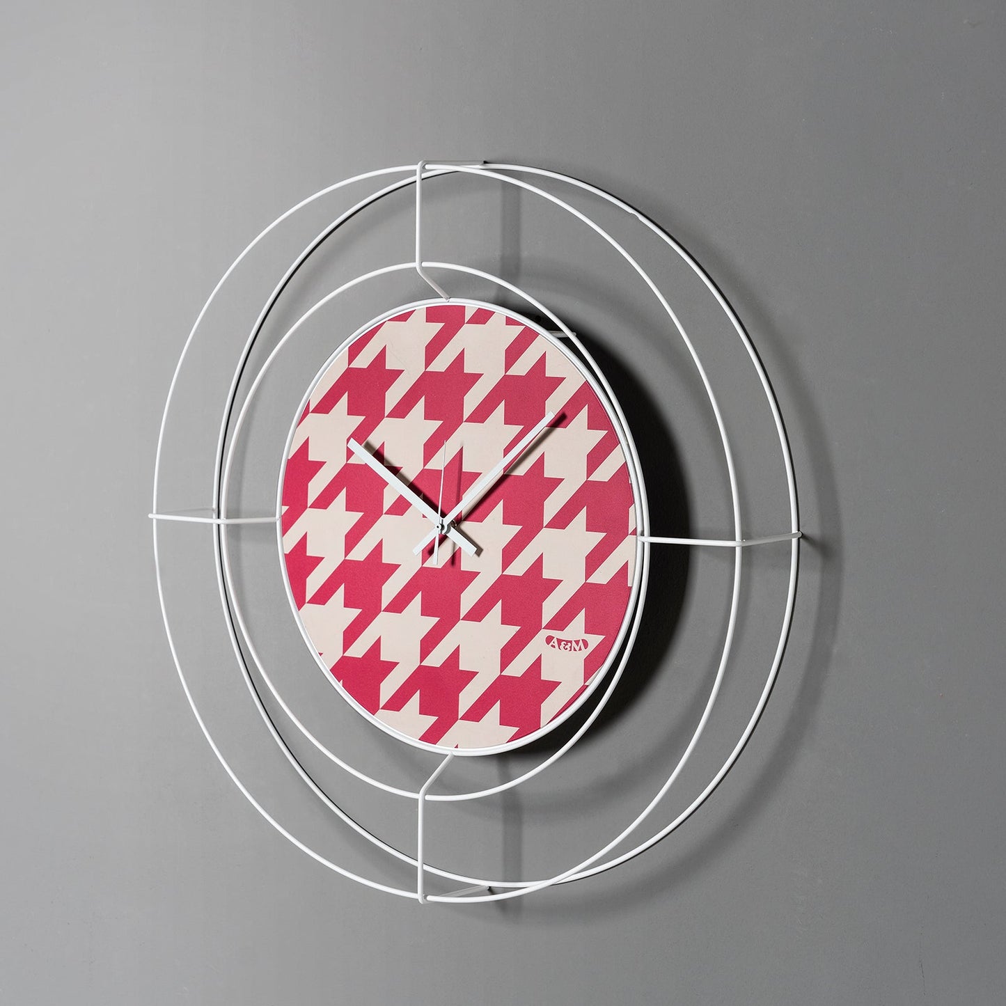 Arti & Mestieri - Orologio Da Parete Di Design Nudo Piccolo Pied De Poule Magenta