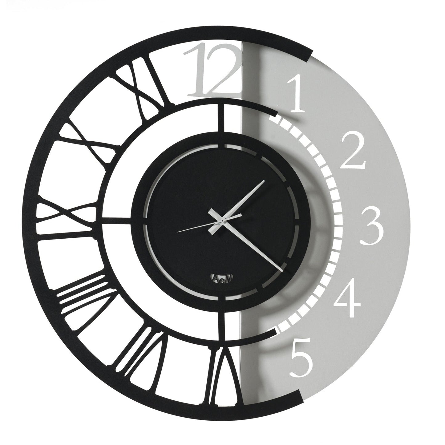 Arti & Mestieri orologio da parete Full Metal Jack Grande nero e bianco marmo in ferro lavorato artigianalmente