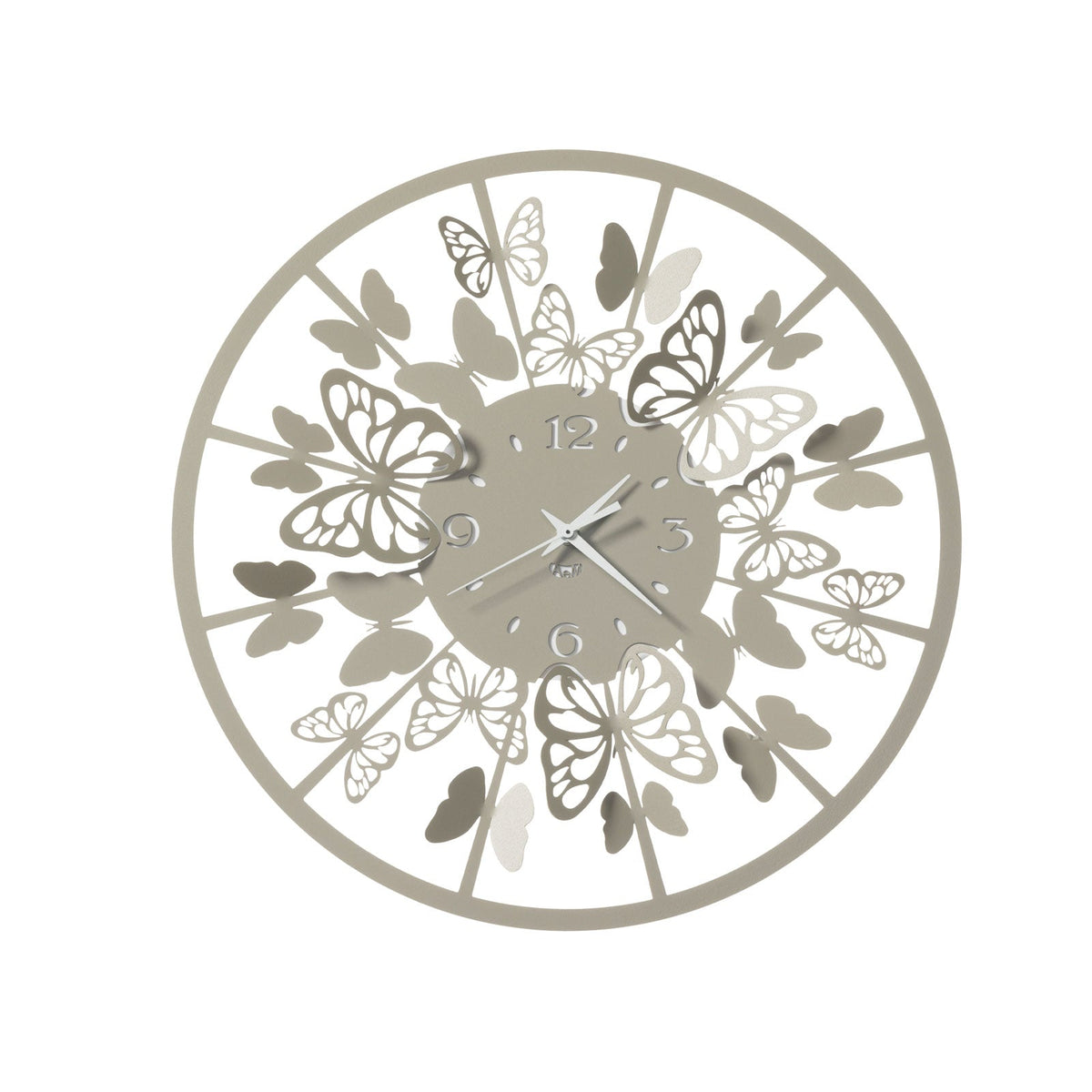 Arti & Mestieri Sfarfallio Piccolo orologio da parete colore sabbia in ferro lavorato artigianalmente