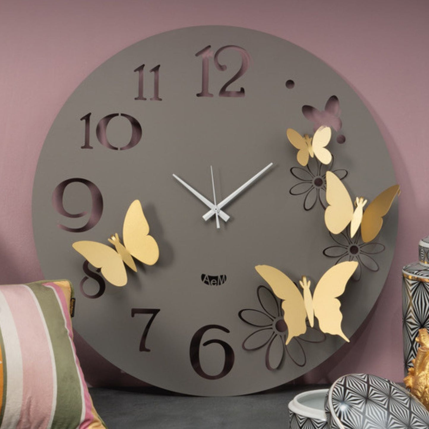 Arti & Mestieri - Orologio Da Parete Particolare Butterfly Flowers Grande