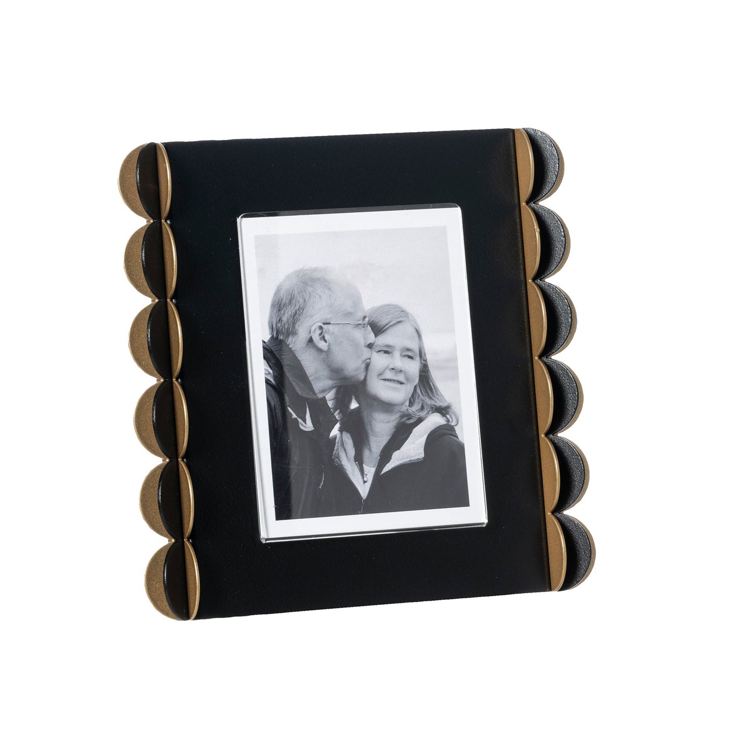 Arti & Mestieri portafoto Volans piccolo nero oro laccato in ferro artigianale per foto 9x12 cm
