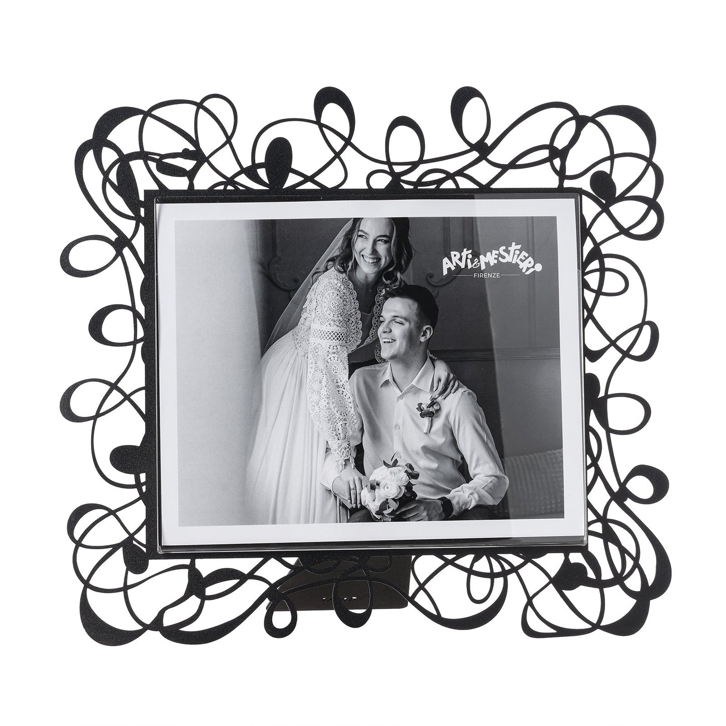 Arti & Mestieri Portafoto Scarabocchio Maxi orizzontale nero in ferro e polimetilmetacrilato 36x32,5 cm