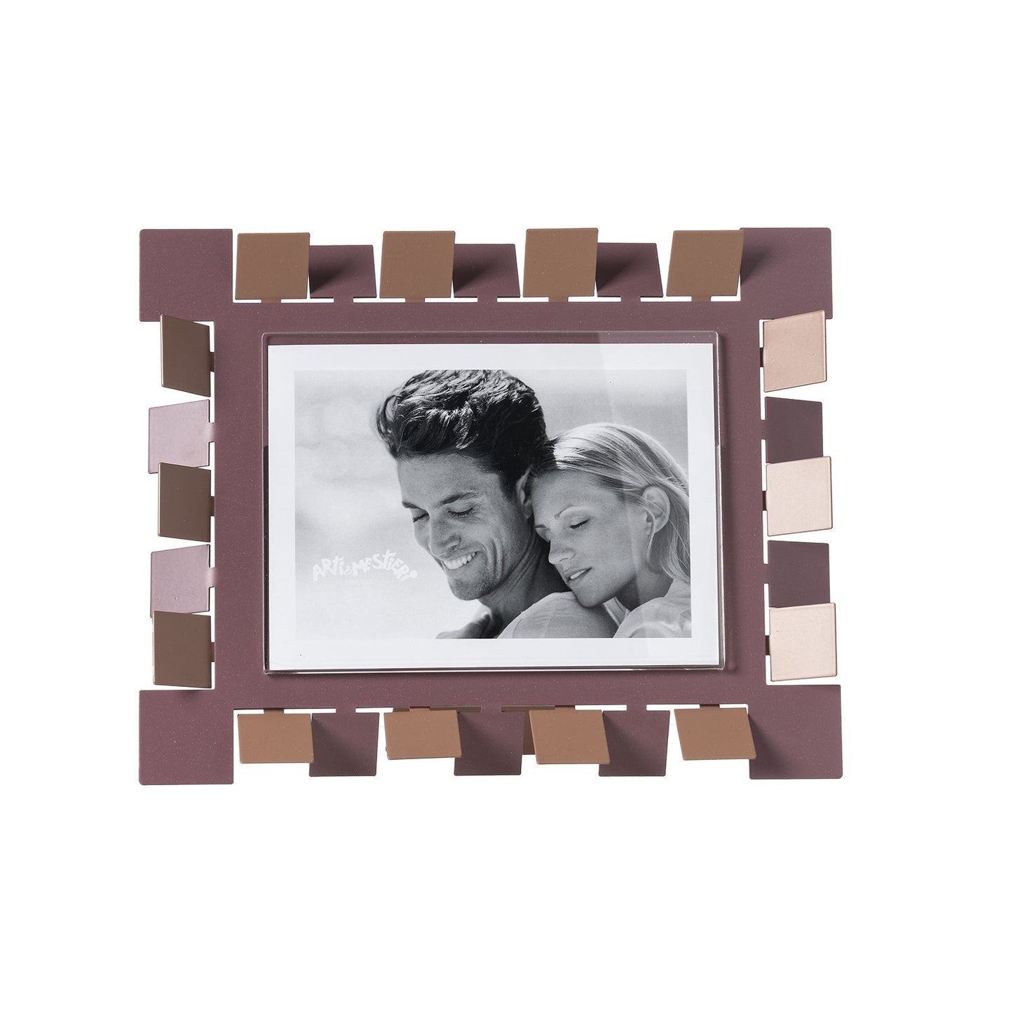 Arti & Mestieri Portafoto Vertigo grande orizzontale mocha mousse viola ametista in ferro lavorato artigianalmente