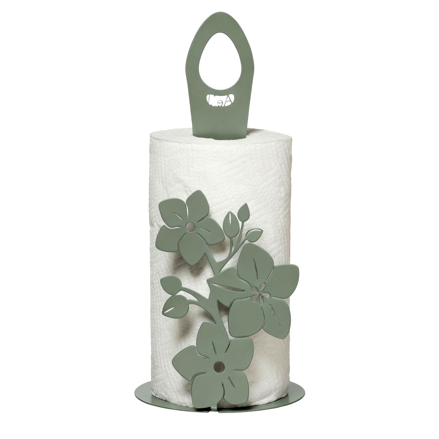 Arti & Mestieri Porta rotolo Fior di Loto verde salvia in ferro lavorato artigianalmente