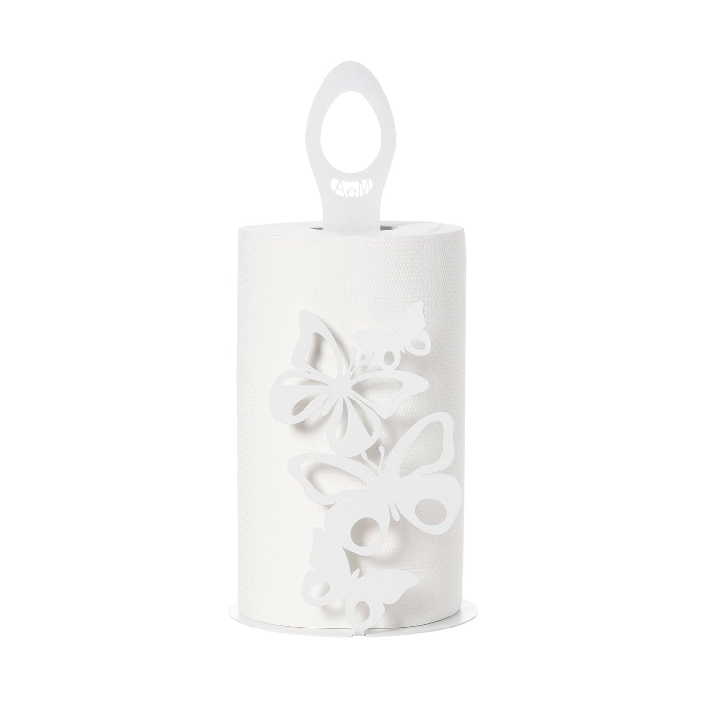 Arti & Mestieri Porta Rotoli Farfalloso colore Bianco marmo in ferro lavorato artigianalmente con farfalle traforat