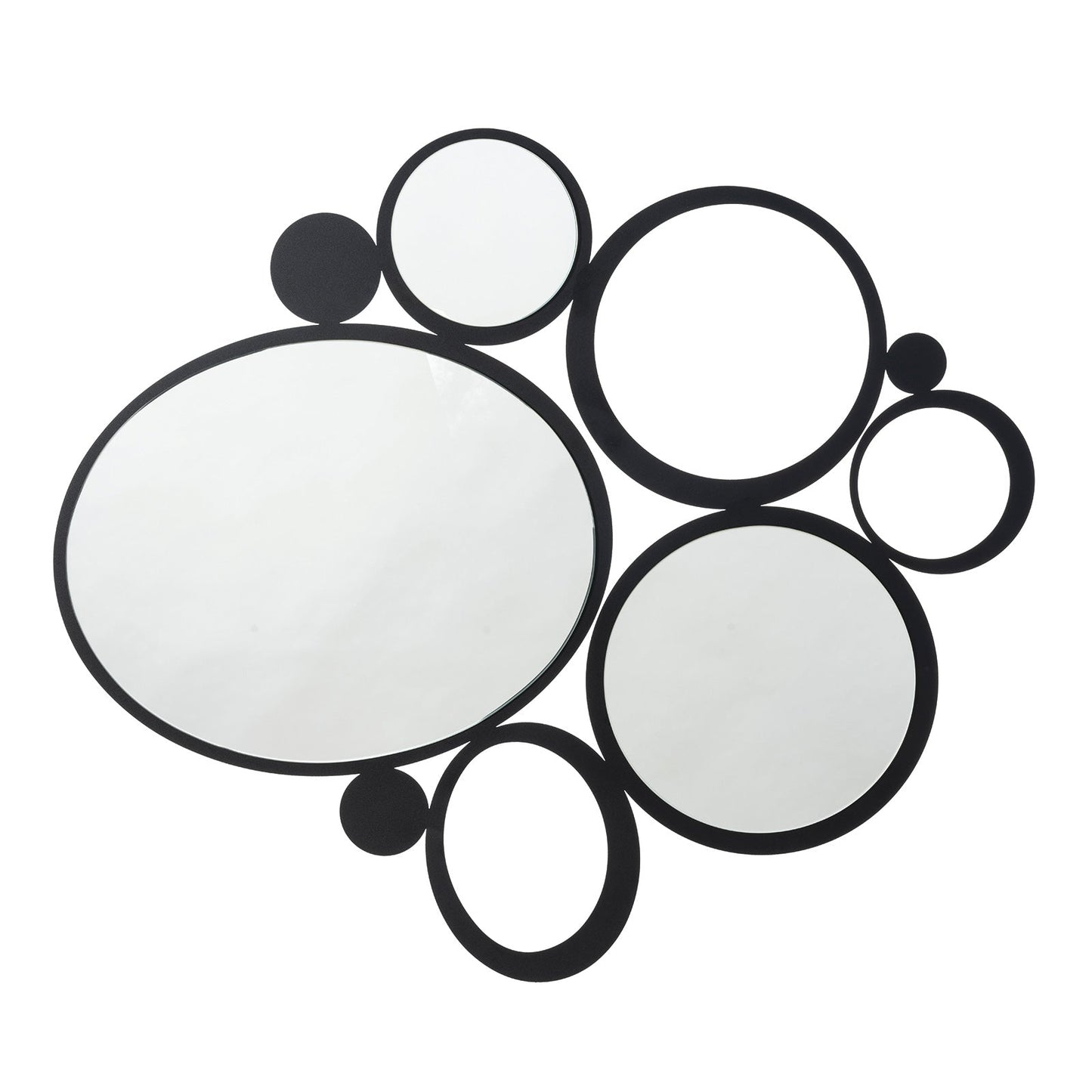 Arti & Mestieri specchio da parete Bubbles nero in ferro lavorato artigianalmente - 9 elementi circolari