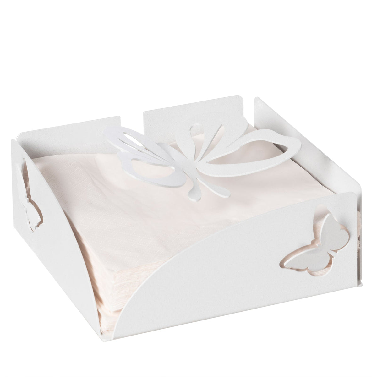 Arti & Mestieri Portatovaglioli Farfalloso bianco marmo ferro traforato con farfalle decorative