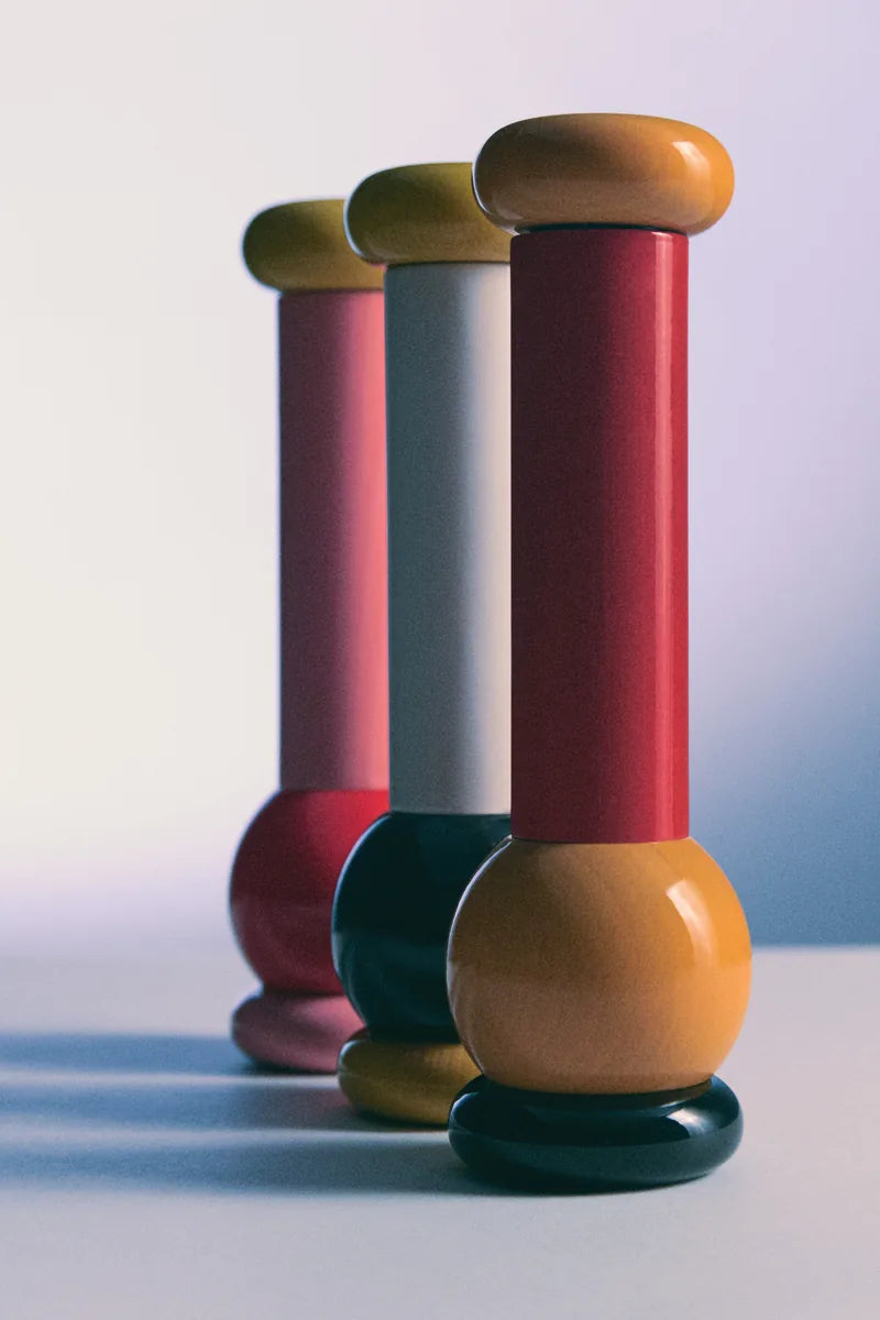Alessi — MP0210 2 | Macinaspezie in faggio Sottsass, rosso rosa giallo