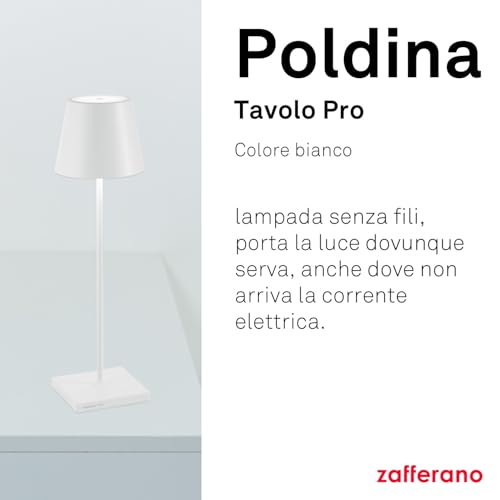 Zafferano - Lampada da Tavolo "Poldina Pro" 38cm Bianco