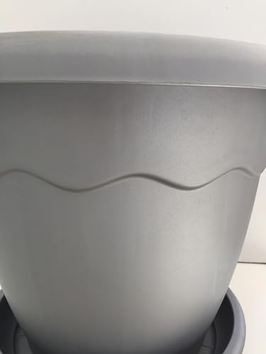 Vaso Portapiante in palstica colorata cm D. cm 30 h cm 29 con sottovaso colori assortiti; Grigio