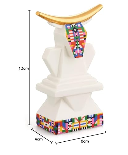 Alessi - Statuina Bue "Cow" per Presepe in Porcellana con Decalcomanie Applicate a Mano e Dettagli in Oro 24K