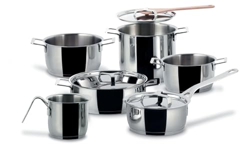 Alessi - Set 9 Pentole con Coperchi in Acciaio Inox