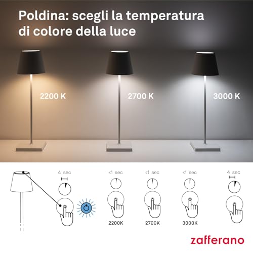 Zafferano - Lampada da Tavolo "Poldina Pro" 38cm Bianco