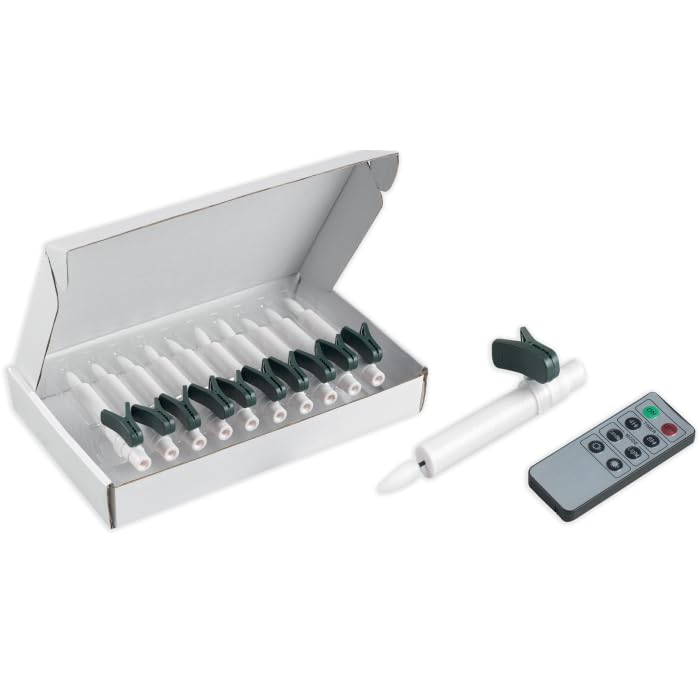 Mascagni - Set 10 Candele per Albero di Natale LED 13cm Bianco