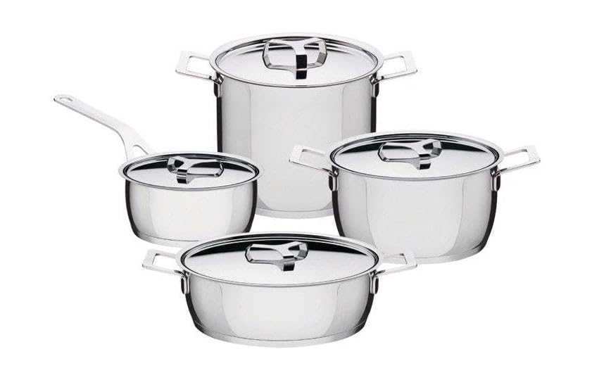 Alessi - Set 9 Pentole con Coperchi in Acciaio Inox