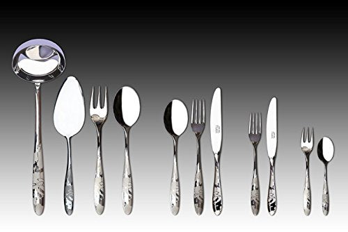 Service à fruits 6 places Alviero Martini de première classe en acier satiné