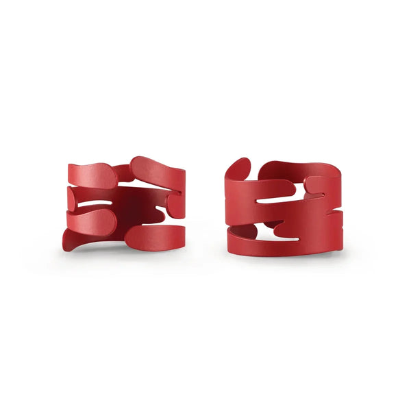 Alessi — Barkring BM17S2 R | Set 2 portatovagliolo acciaio rosso — Alessi