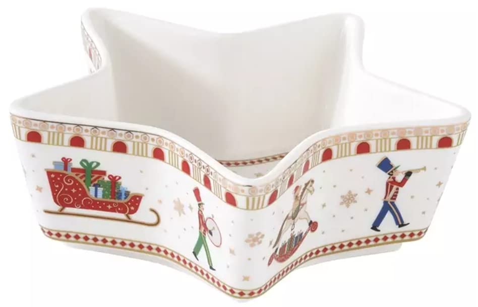 Easy Life - Confezione 5 Ciotole su Vassoio, Diametro 25 cm in Porcellana