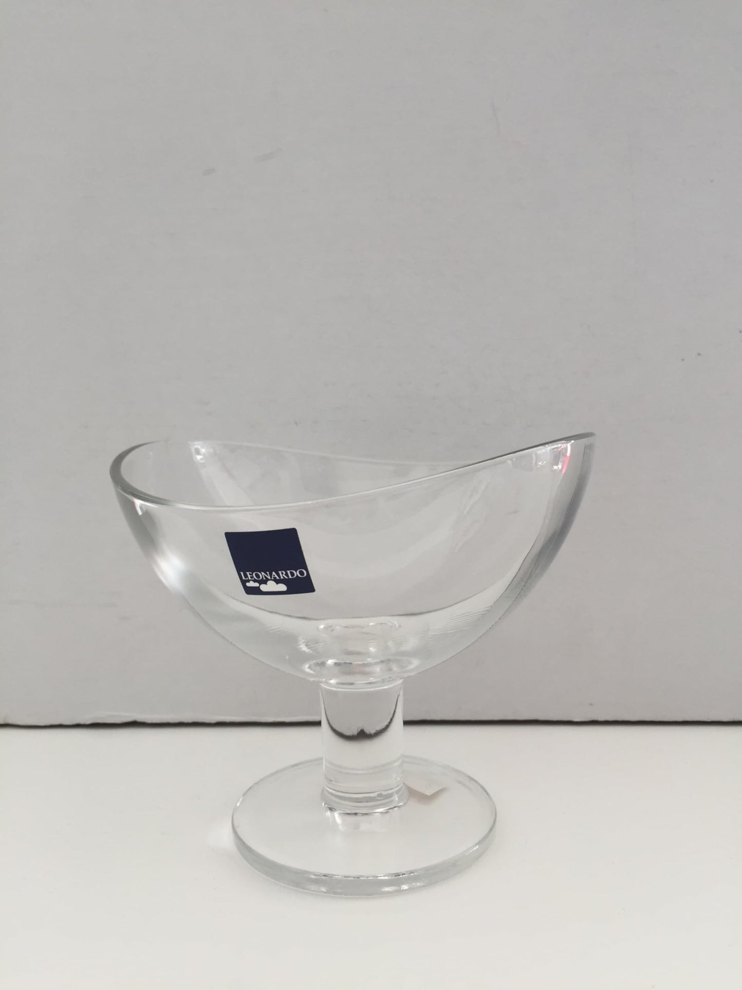 Generic Glass cup with stem for ice cream or fruit salad, oval shape, h 12 cm, l 13 cm