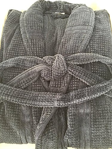 Carrara - Polo Shawl Bathrobe in Soft Terry Dark Grey Size M