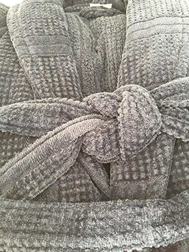 Carrara - Polo Shawl Bathrobe in Soft Terry Dark Grey Size M