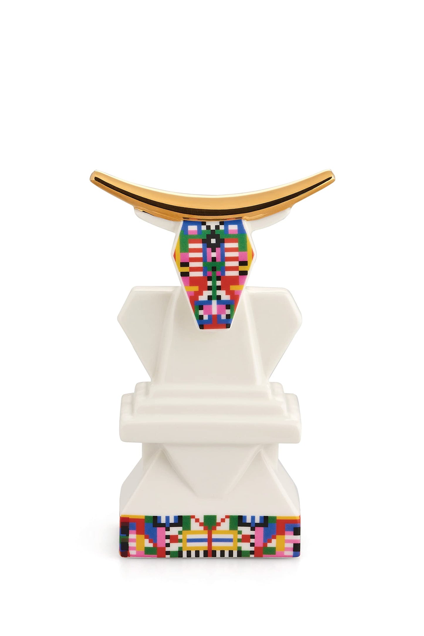 Alessi - Statuina Bue "Cow" per Presepe in Porcellana con Decalcomanie Applicate a Mano e Dettagli in Oro 24K
