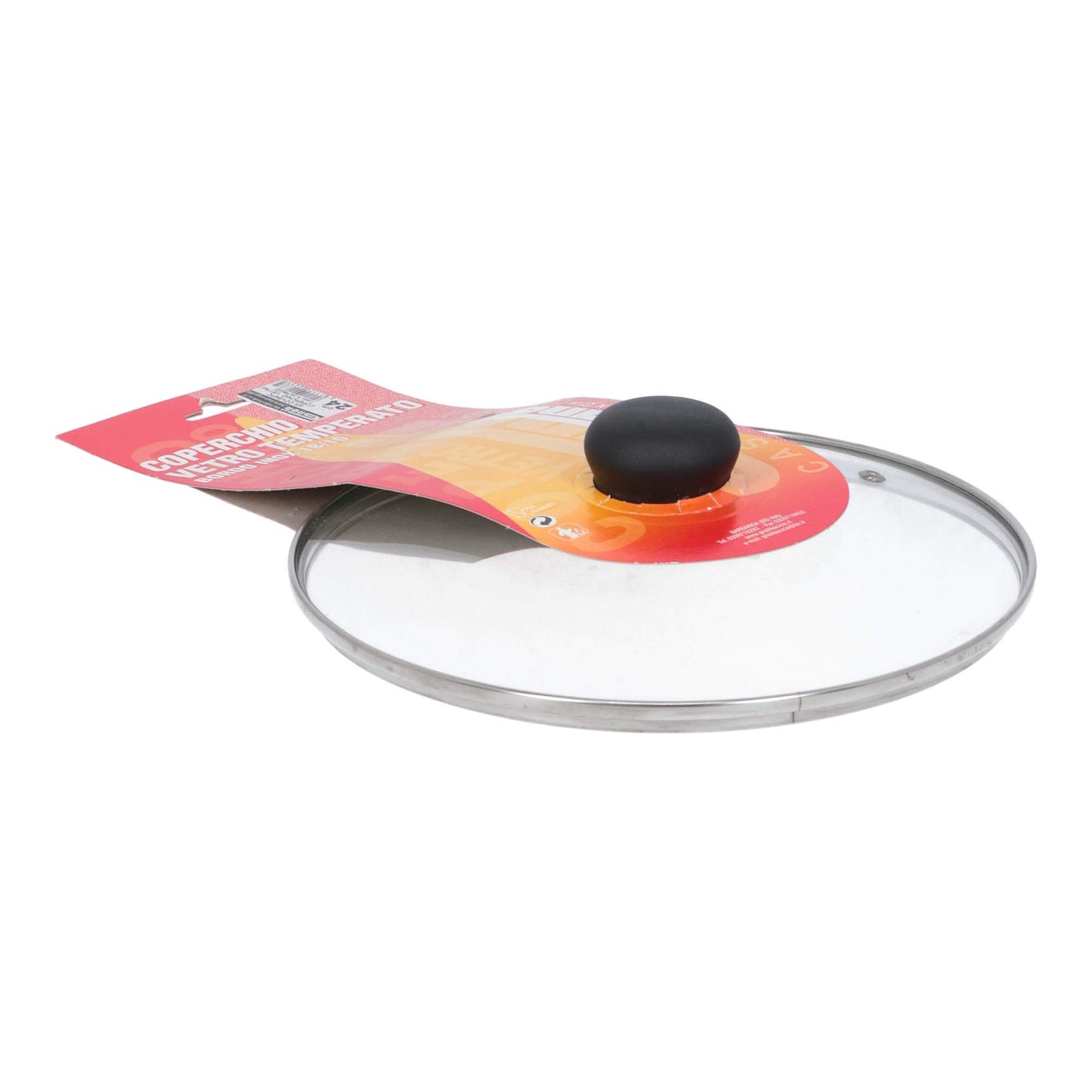 Coperchio ⌀ 24 cm In Vetro Temperato Bordo In Acciaio Inox 18/10 e Sfiato Vapore Gnali Bacicio
