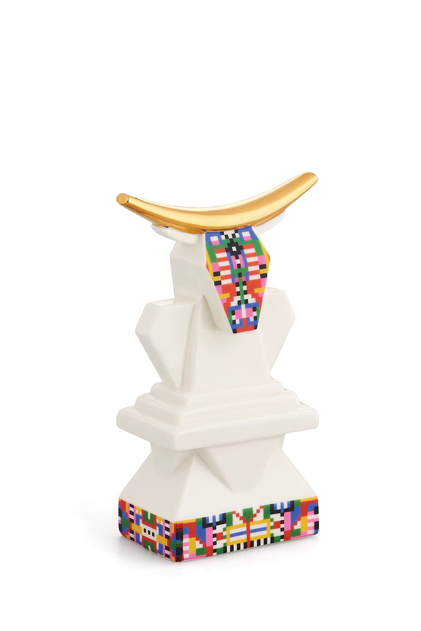 Alessi - Statuina Bue "Cow" per Presepe in Porcellana con Decalcomanie Applicate a Mano e Dettagli in Oro 24K