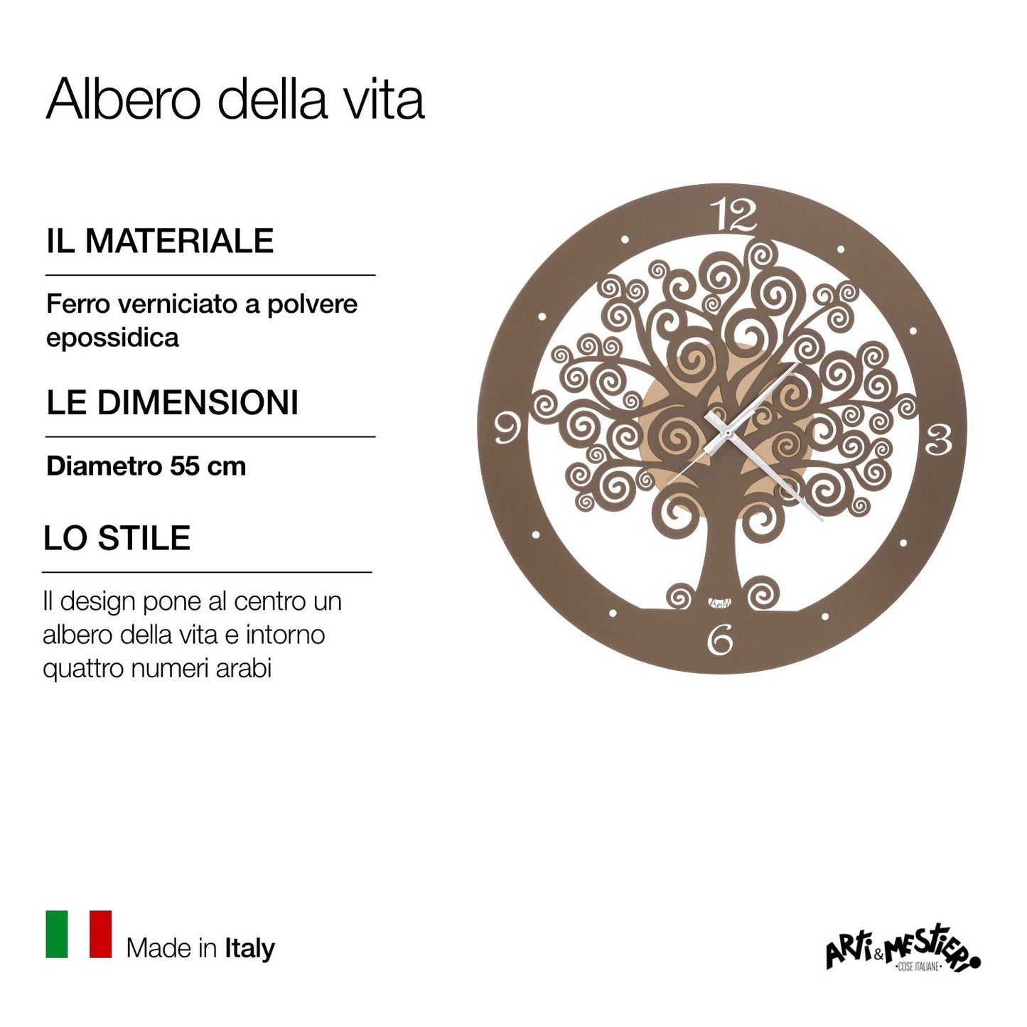 Arti & Mestieri - Orologio da Parete "Albero della Vita" 55cm
