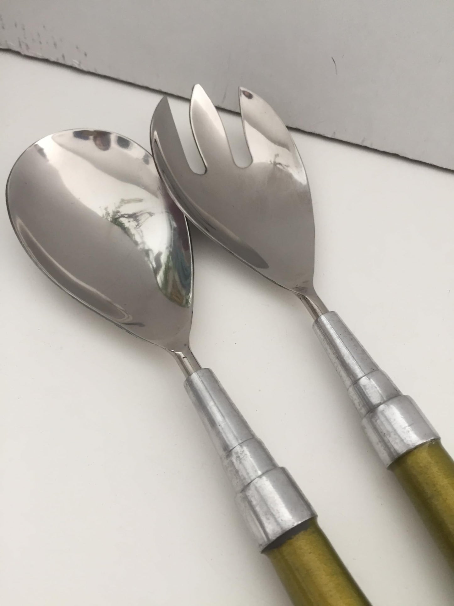 Posate per Insalata in Acciaio e Madreperla Verde