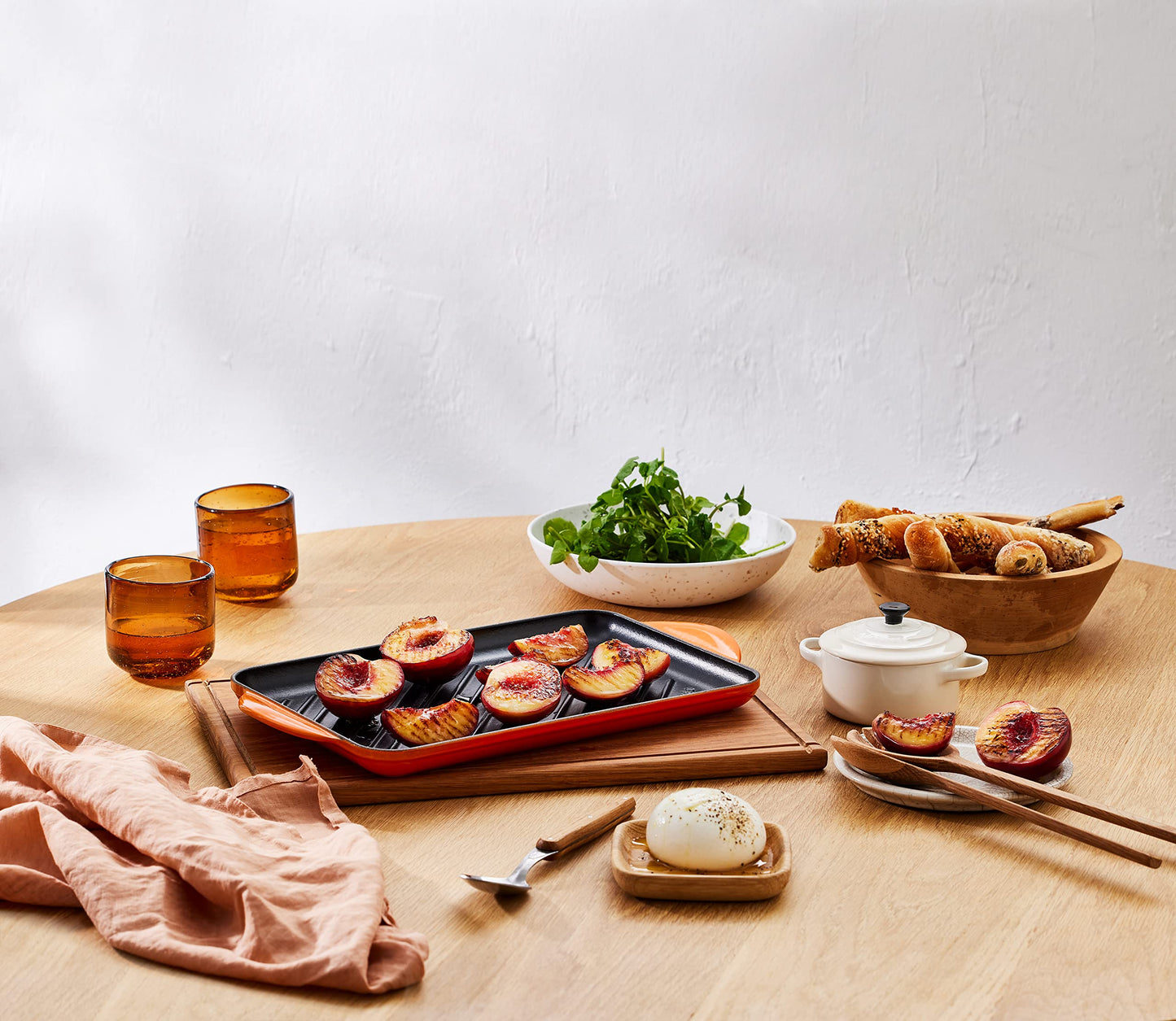 Poêle grill rectangulaire en fonte émaillée LE CREUSET pour une cuisson à faible teneur en matières grasses sur tous feux dont induction, 32,5 cm, bleu, 20202322200460