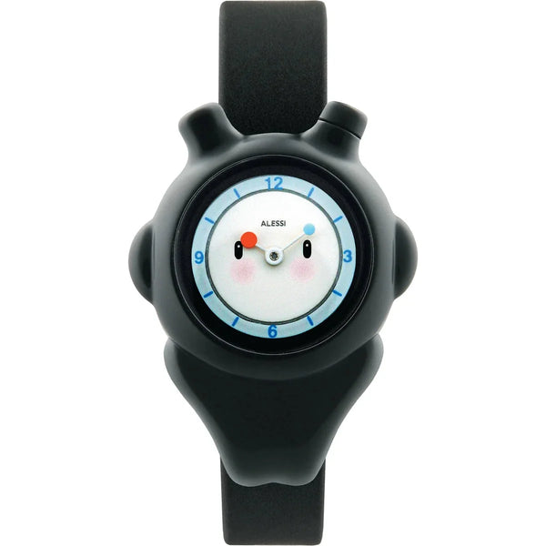 Alessi — Space-bimba AL23002 | Orologio da polso in poliuretano nero — Alessi