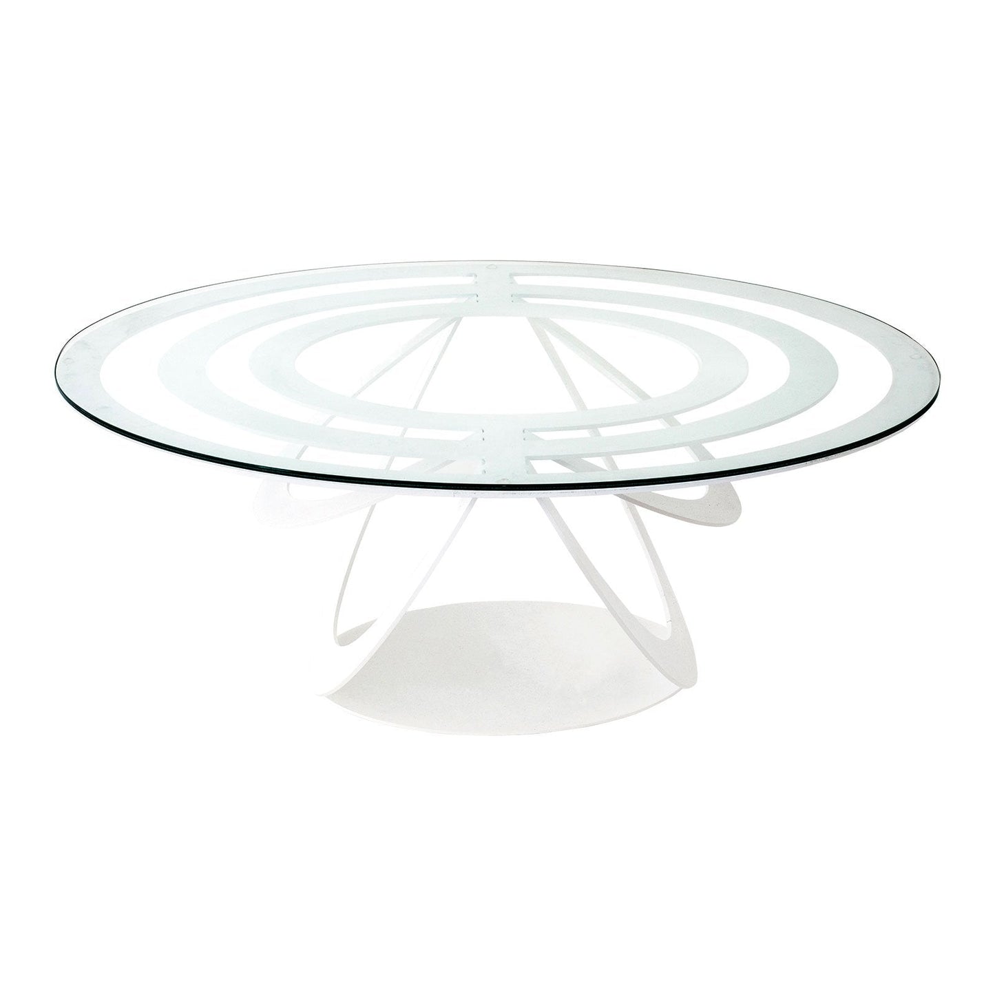 Arti & Mestieri tavolino Optical ovale bianco ferro battuto e vetro - complemento d'arredo Made in Italy