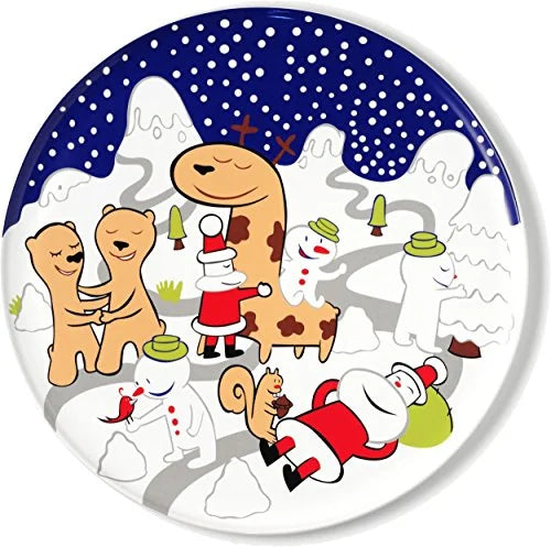 Alessi Piatto Panettone The Hug Plate in ceramica decorata, design Massimo Giacon