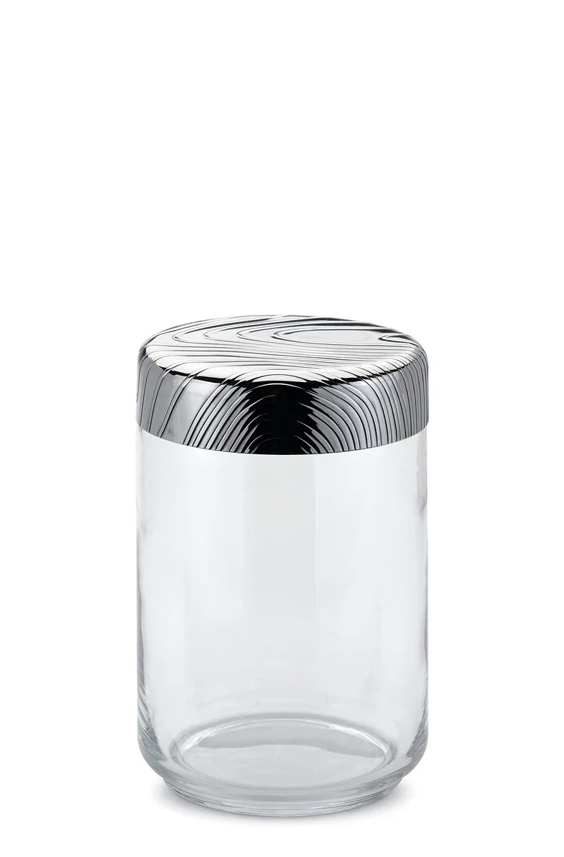 Alessi Barattolo Veneer in vetro con coperchio acciaio inossidabile, design Patricia Urquiola