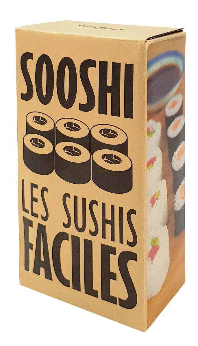 Cookut Sooshi Kit per Sushi Maki in bambù naturale colore beige - Set completo con stampo e pressa