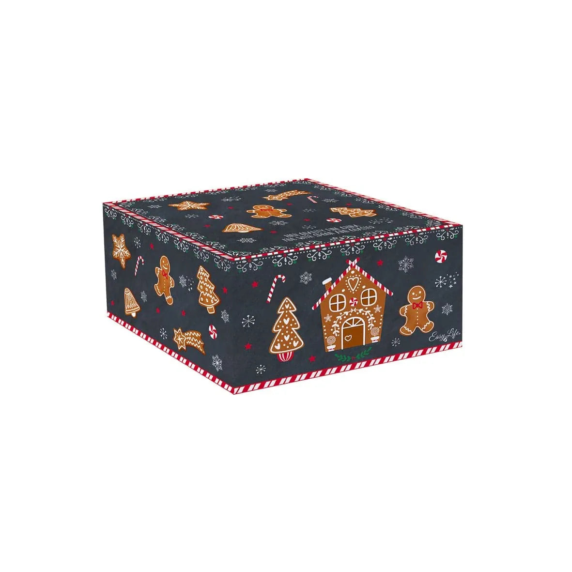 Easy Life Set Tazza Natale in porcellana nera con cucchiaino e sottobicchiere sughero