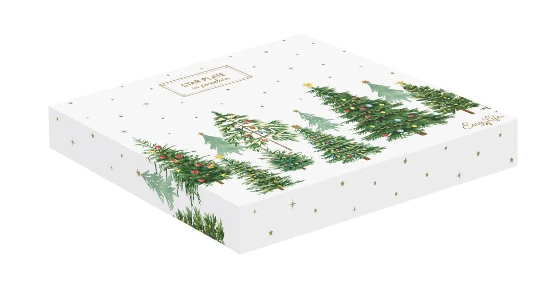 Easy Life piatto stella porcellana bianca diametro 22,5 cm con scatola regalo
