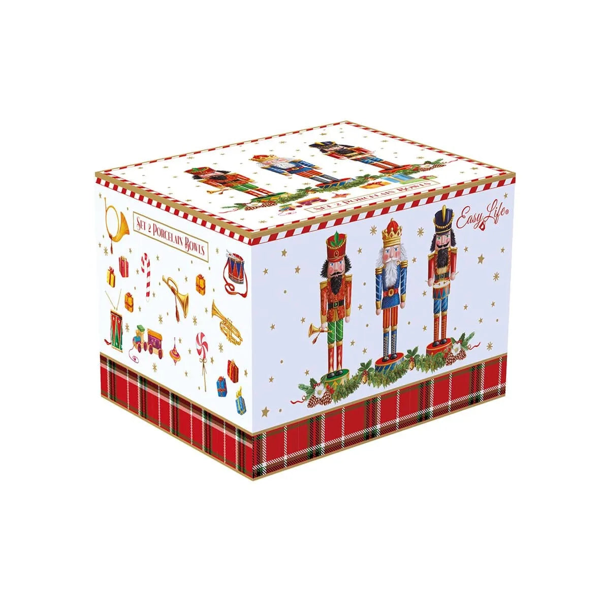 Easy Life set 2 ciotole porcellana Vintage Natale schiaccianoci motivi festivi bianchi