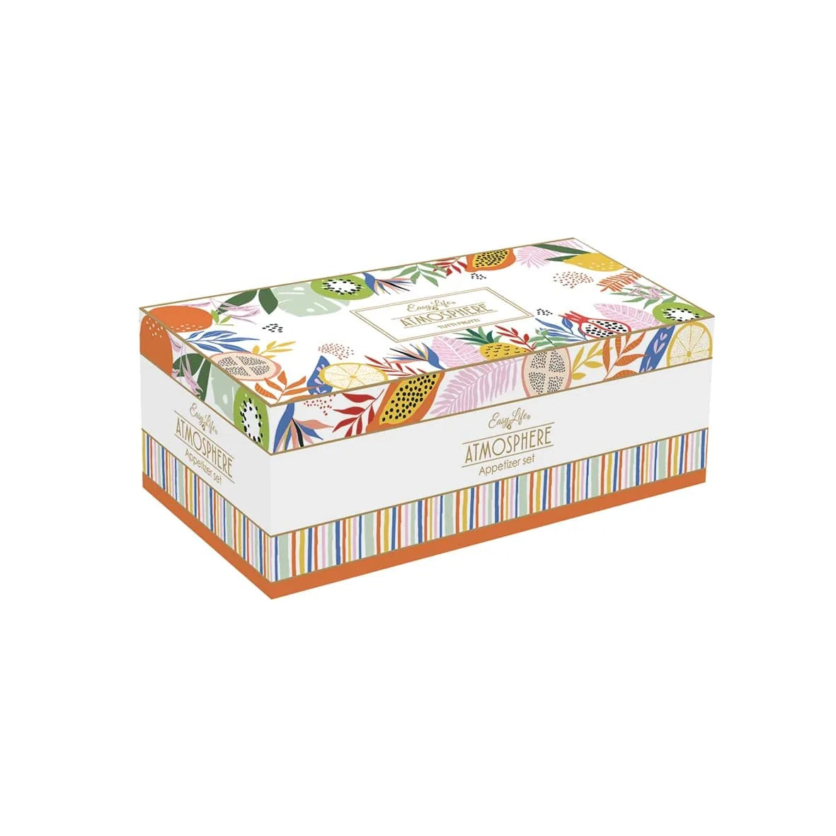Easy Life Set Aperitivo 4 ciotole porcellana multicolore con vassoio bambù