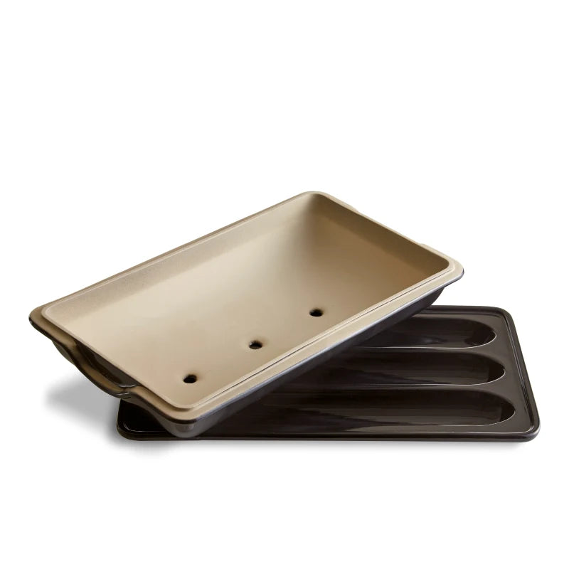 Emile Henry - Focaccia Bread Baking Tray Carbon Ceramic