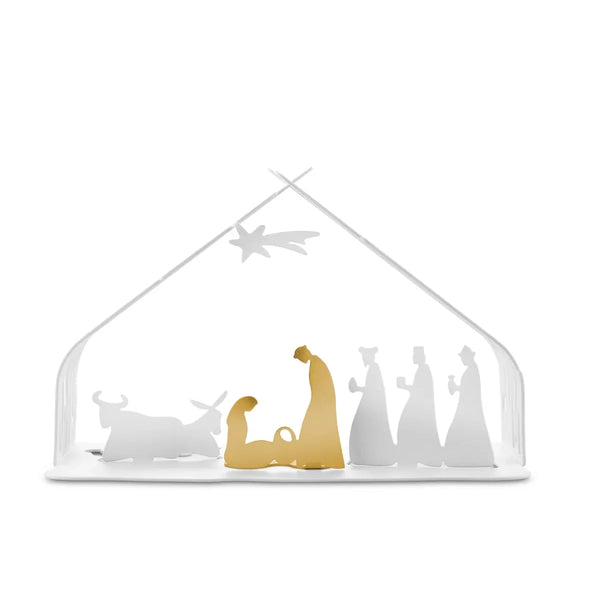 Alessi — Bark Crib BM09 W | Presepe in acciaio bianco e dorato — Alessi