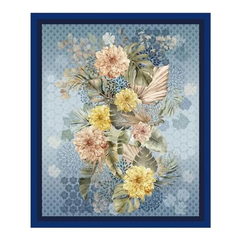 Stilmobili plaid morbido velluto Flower 150x180cm bianco celeste floreale