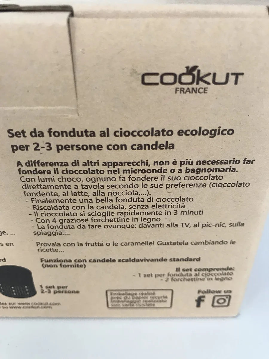 Il mio negozio Set Fondue al Cioccolato con Candela in ceramica e acciaio, completo di fornellino