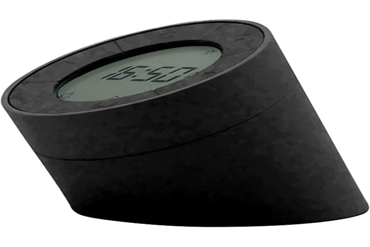 Gingko Edge Light Alarm Clock sveglia design nero in legno con doppia funzione 24/12 ore