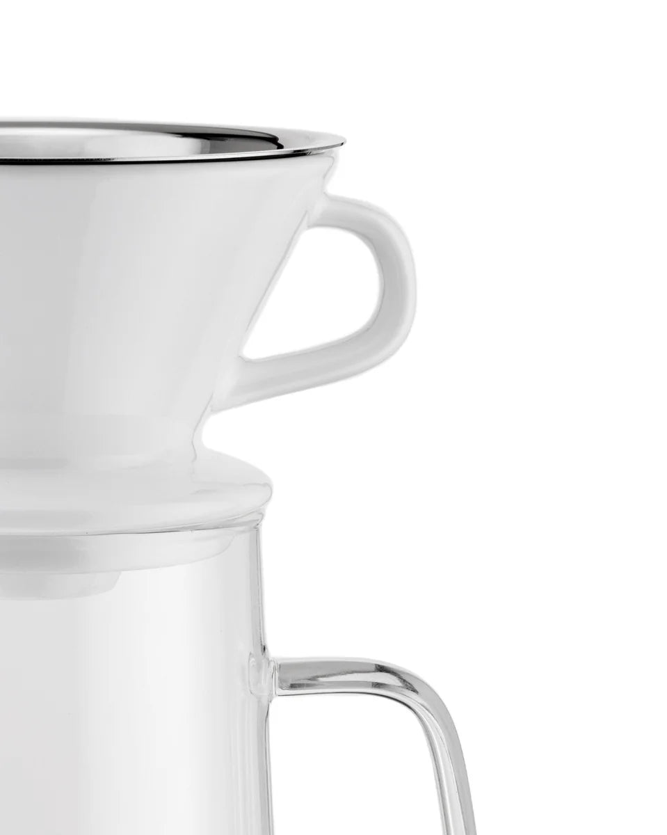 Alessi — Slow Coffee KT01S1 | Set caraffa pour over — vista laterale